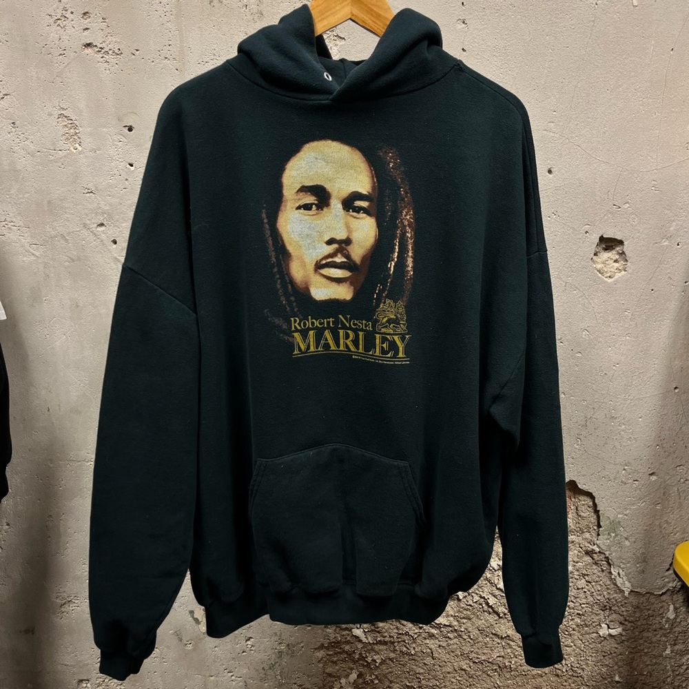Vintage Y2K Bob Marley Robert Nesta Marley Unisex Cut Black Hoodie 2XL Oversized